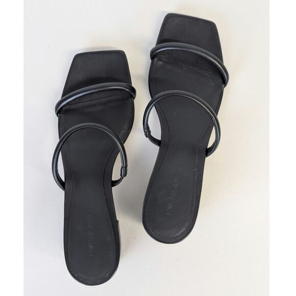 New Everlane Double Strap Heel Womens 10 Black Leather Going Out Square Toe Prom
